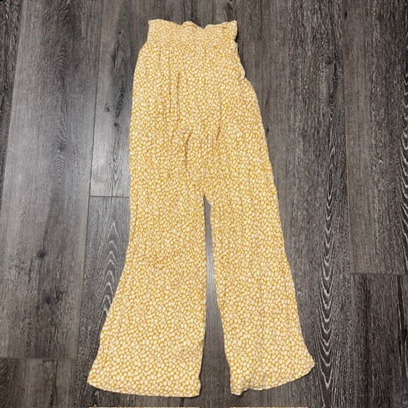 AMERICAN EAGLE 70s Style Yellow White Flowy Floral Flared Pants Size Small S - Picture 4 of 4